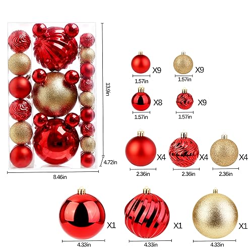 50pcs Shatterproof Christmas Ball Tree Ornaments (50 Count)