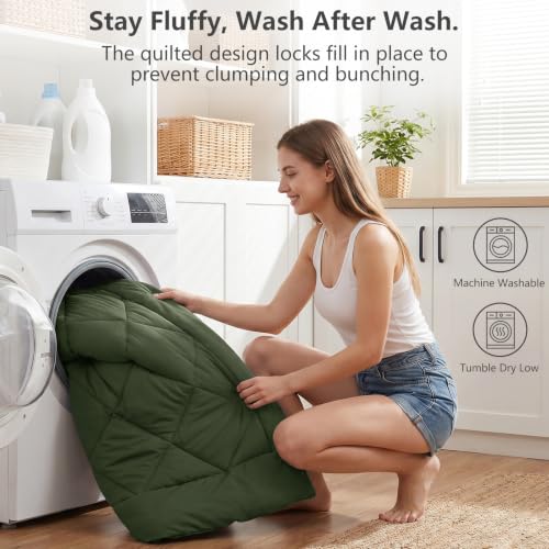 King Comforter Set 102"x90" Olive Green