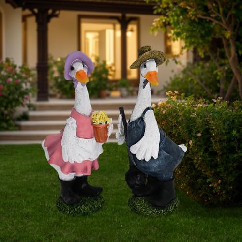 Large Porch Goose Statue Yard Concrete Geese Decor Garden Decorations (3 Count)
