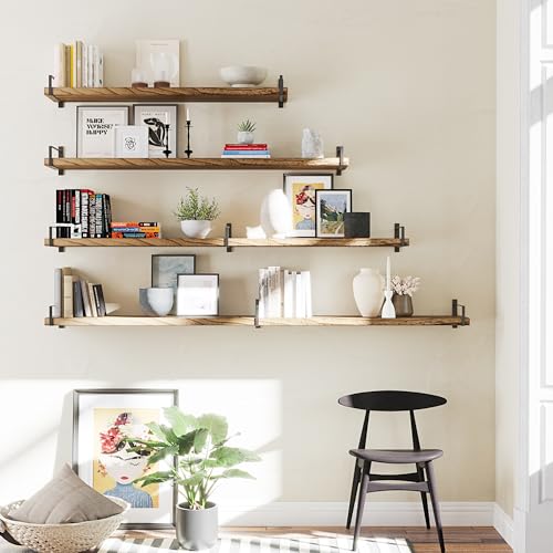 Toledo 84 inch Floating Shelf with Heavy Duty Bookend Brackets