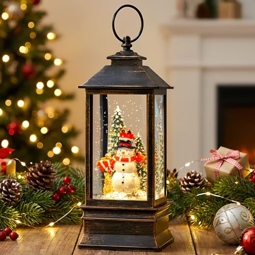 Christmas Snow Globes Water Lantern with Snowman