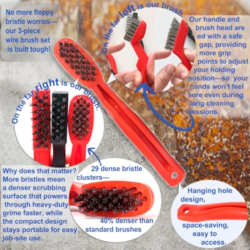 3 Pack 7" Stainless Steel Wire Brushes (3 Count)