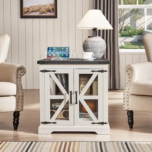 24'' End Table with Charger for Living Room