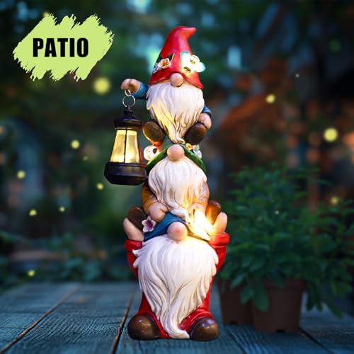 17 in Large Garden Gnome Statue with Solar Lights