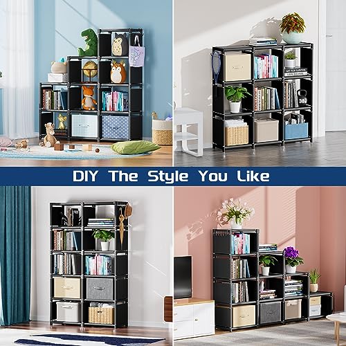 Black Book Shelf 10 Cube Storage Organizer Bookcases Closet (10 Count)