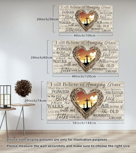 Amazing Grace Christian Wall Art Canvas Cross Decor