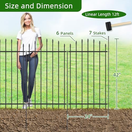 42” x 12’ No Dig Metal Garden Fence with Stakes (252 Sq Ft)