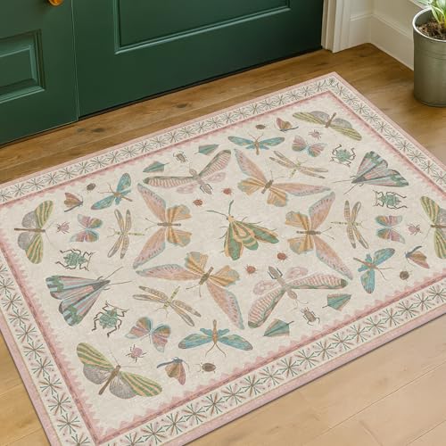 Light Pink Washable Bathroom Rug (8 Sq Ft)