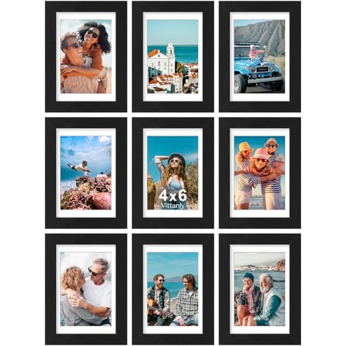 4x6 Picture Frames Set of 9 for Wall or Tabletop Display (9 Count)