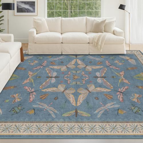 Blue Washable Kids Playroom Rug (35 Sq Ft)