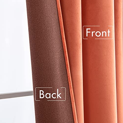 Fall Burnt Orange Velvet Blackout Curtains Pinch Pleat 52" Wx96 L