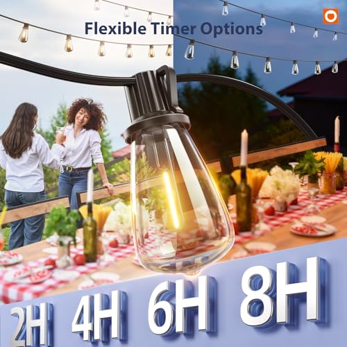 102FT(96+6) Solar String Lights Outdoor with Remote, 48 LED Dimmable (102 Foot)