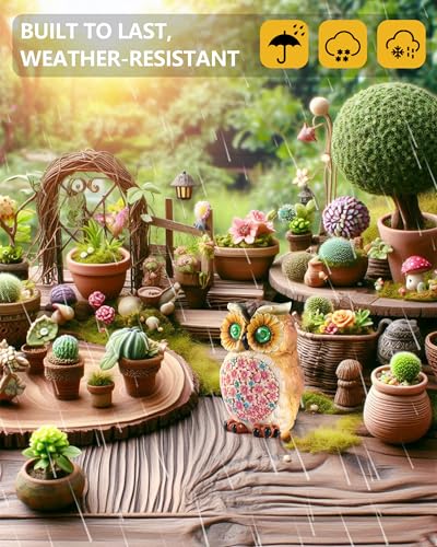 Hand Painted Resin Owl Figurine with Glow