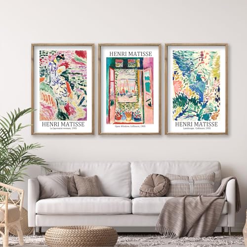 Henri Matisse Wall Art Decor Set of 3 16x11 Inch Wood Framed (3 Count)