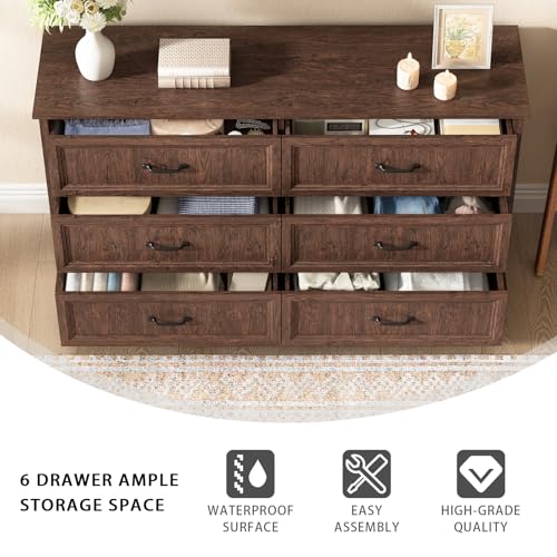 Farmhouse 6 Drawer Dresser for Bedroom