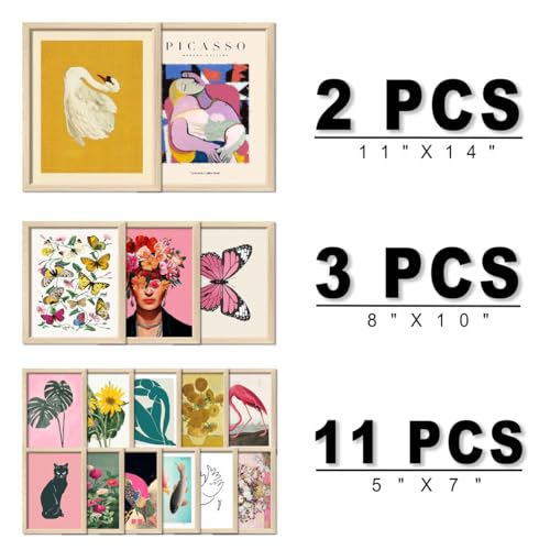 16 PCS Framed Eclectic Wall Art Decor (16 Count)