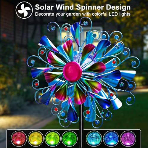 60'' Wind Spinner with Color Glass Ball Solar Lights