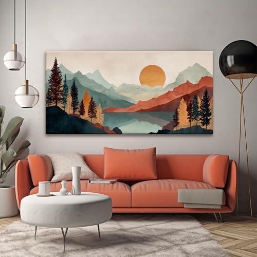 Mountain Modern Abstract Boho Wall Art For Living Room 24×48 In