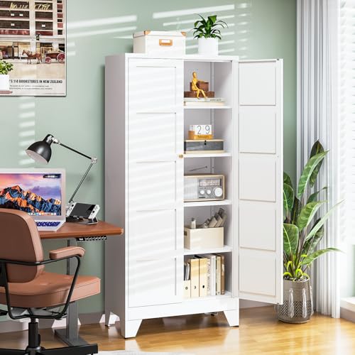 71" H Metal Storage Cabinet with 2 Doors and 4 Shelves