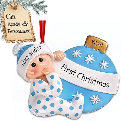 3D Personalized Babys First Christmas Ornament 2026 Boy