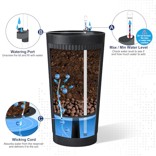 Self Watering Tall Planters Set of 2 (2 Count)