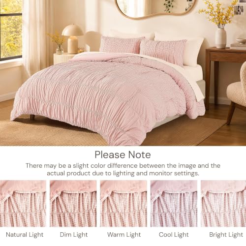 Pink Gingham Queen Size Comforter Sets