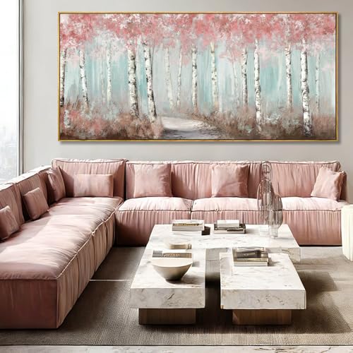 Large Pink Birch Tree forest Wall Art