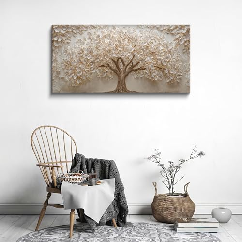 White Nature Tree Of Life Canvas Wall Art Decor For Living Room Print 24*48