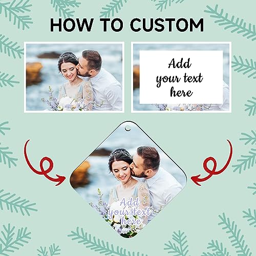 Personalized Christmas Ornaments 2025 Wood Custom Picture Text Hanging Ornament Customized Christmas Tree Decorations Keepsake Gift for Family Couples Xmas Tree Home Decor