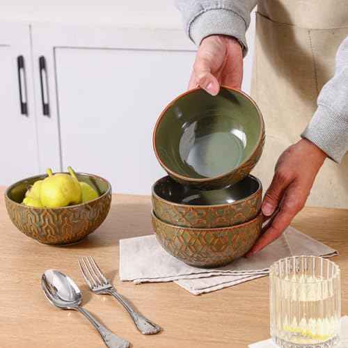 Sureasy 25oz Ceramic Cereal Bowls Set of 4 (4 Count)