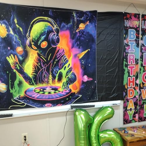 Blacklight Alien Tapestry 59"x51" Alien DJing