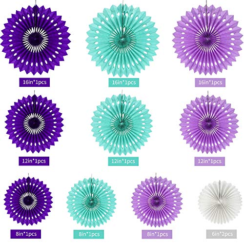 Honeycomb Round Paper Fan Lavender Purple Hanging Party Decoration (11 Count)