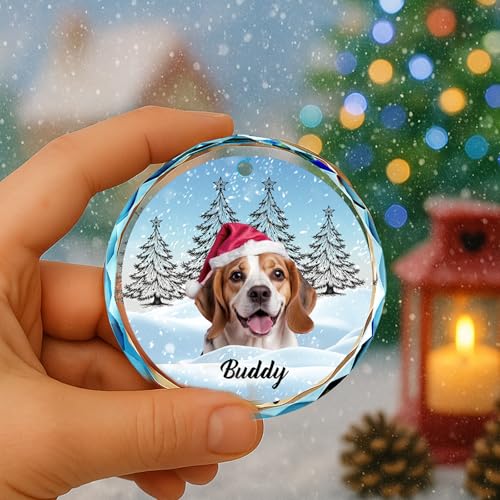 Personalized Pet Memorial Gift 2025 Custom Photo Crystal Christmas Ornament in Loving Memory of Dog