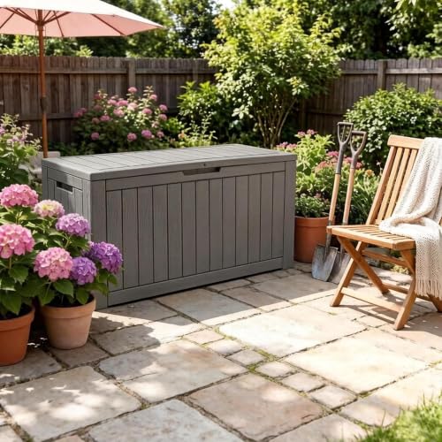 120 Gallon Waterproof Large Resin Deck Box