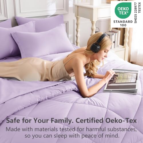 Full Comforter Set 82"x86" Light Purple