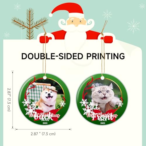 Personalized Christmas Ornament 2025 Custom Pet Memorial Gifts Photo Ornament Dog Cat First Christmas Ornaments Customized Xmas Tree Decorations Keepsake Gift for Dog Lovers