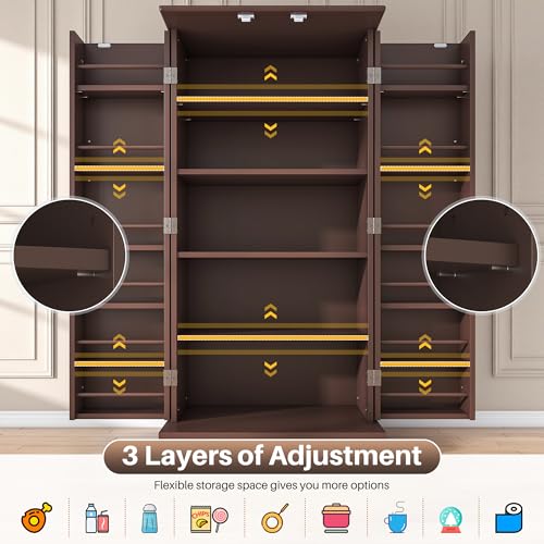 47" Kitchen Pantry Cabinet with Doors and Adjustable Shelves