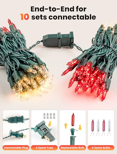 Red and Warm White Christmas Lights (13 Foot)