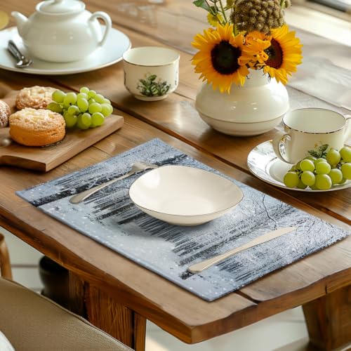 Winter Placemats Set of 4 Snowy Forest Table Place Mats (4 Count)