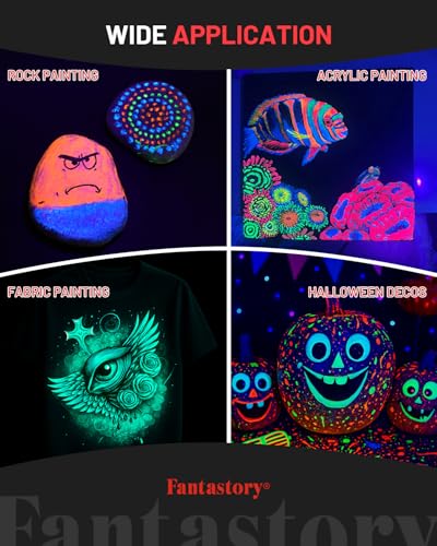 60ml 10 Colors Fluorescent Glow in the Dark Acrylic Paint Set (20 Fl Oz)
