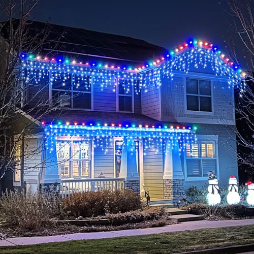 Blue and White Christmas Lights Outdoor Icicle Lights for Outside 33ft 400L