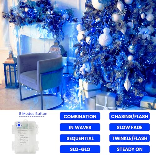 2 Pack 200 LED Battery Operated String Lights