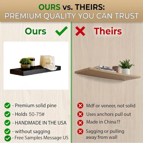 36 Inch Wooden Floating Shelves for Wall
