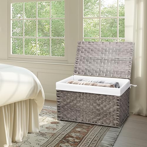 Large Wicker Storage Basket with Lid