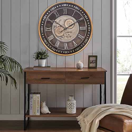 24 Inch Large Moving Gear Wall Clock for Living Room Decor