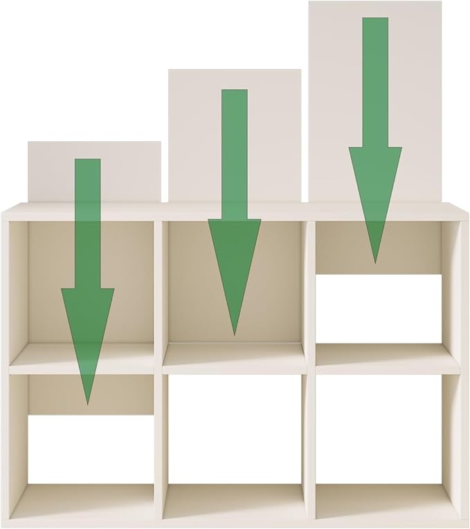 Wood Cube Storage Organizer Closet Cabinet for Living Room Bedroom Study Shelf Bookcase Wooden Floor Standing Open Bookshelf for Kids Home Office Display Storage Cabinet (White, 6-Cube, 11.81in)