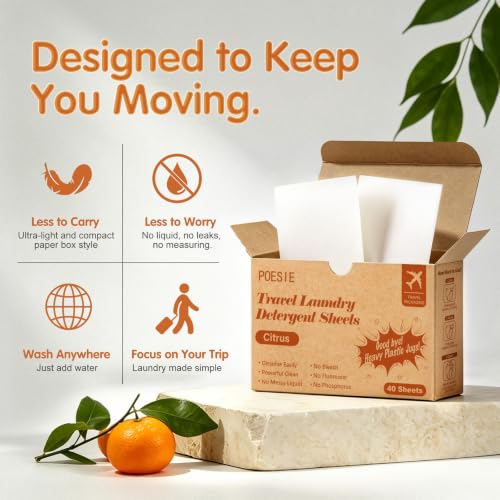 Citrus Travel Laundry Detergent Sheets 40 Sheet (40 Count)