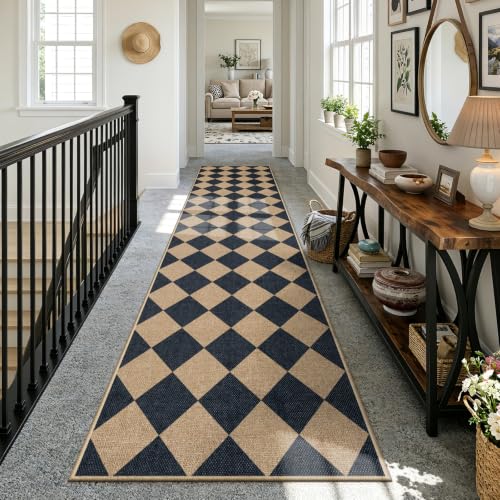 Checkered Hallways Runner Rug Non Slip