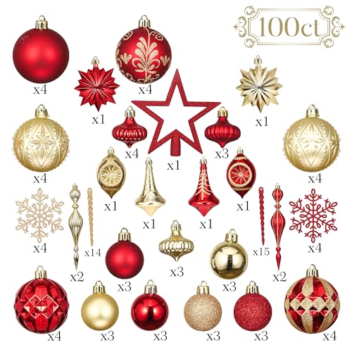 100ct Christmas Tree Decorations Ball Ornaments Set Large (100 Count)