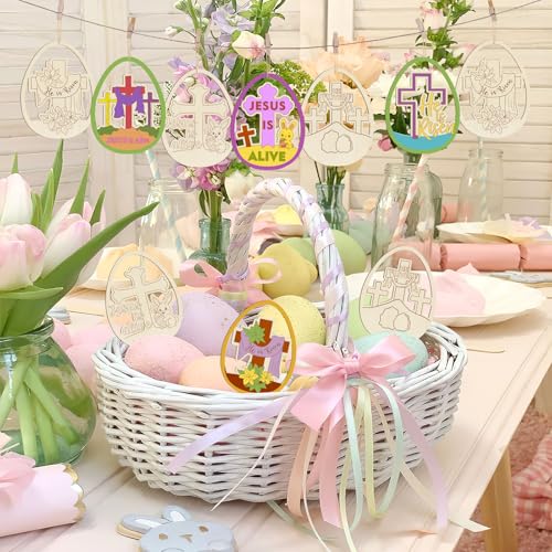 36PCS Wooden Easter Ornaments to Paint (36 Count)